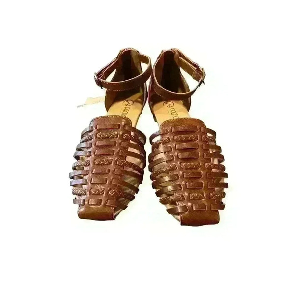 NEW Pacifica Women's Size 7 Whiskey Brown Sandals Flats with Ankle Strap - Picture 2 of 6